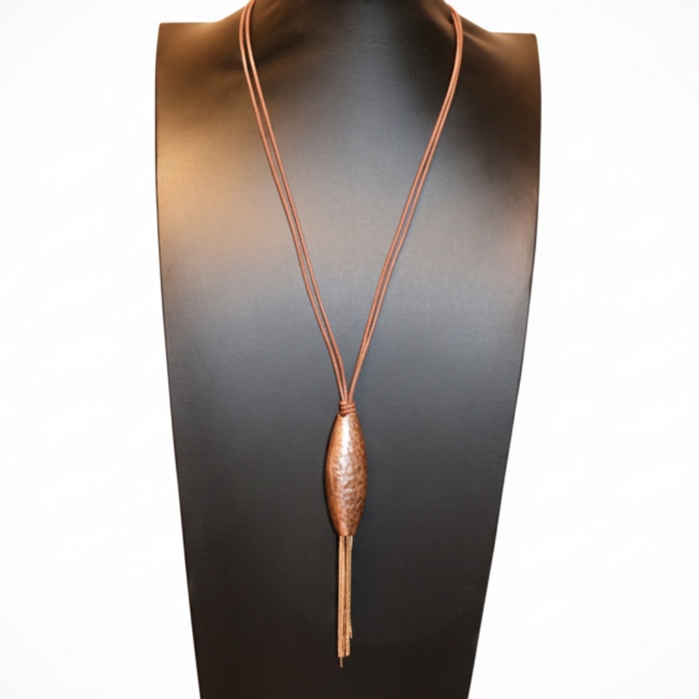 Womens Long Double Strand Copper Tone‎ Tassel Necklace